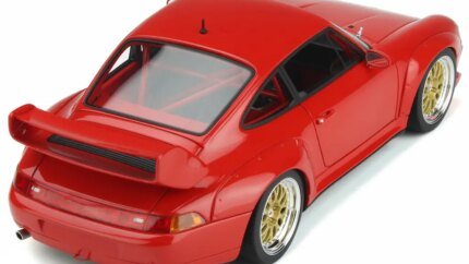 1996 Porsche 911 (993) 3.8 RSR Guards Red 1/18 Model Car by GT Spirit with Gold Wheels