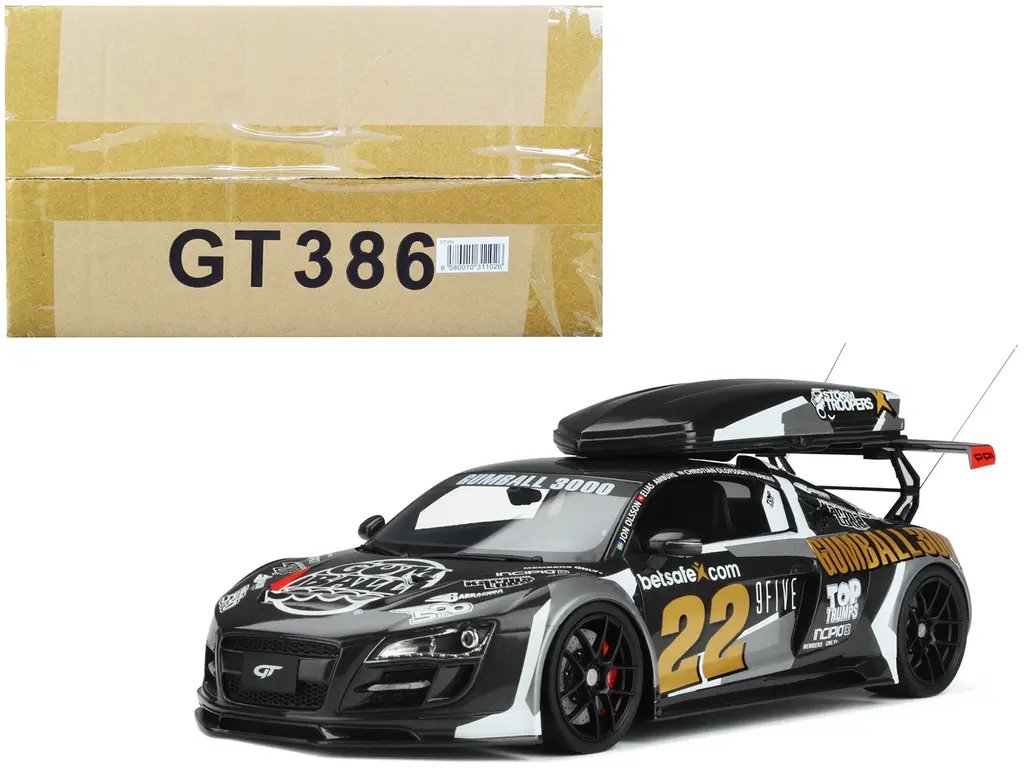 Audi R8 #22 "Gumball 3000" Rally Car 1/18 Model with Ski Box by GT Spirit - Limited Edition Collectible 4 Audi R8 #22 "Gumball 3000" Rally Car 1/18 Model with Ski Box by GT Spirit - Limited Edition Collectible - Image 4