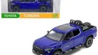 2023 Toyota Tundra TRD 4x4 Blue Metallic Diecast Model Car 1/24 with Sunroof & Wheel Rack