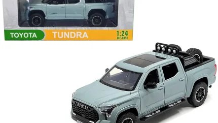 2023 Toyota Tundra TRD 4×4 Lunar Rock Gray Diecast Model Car 1/24 with Sunroof & Wheel Rack