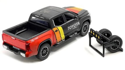 2023 Toyota Tundra TRD 4x4 Limited Edition Diecast Model Car 1/24 - Black & Red with Sunroof and Wheel Rack