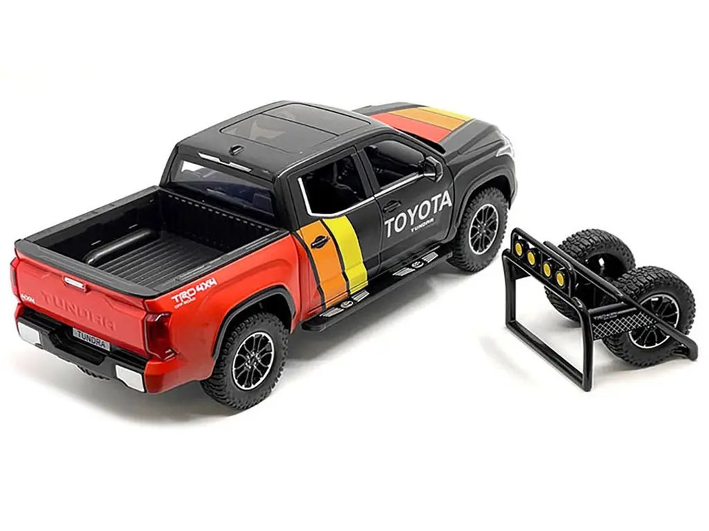 2023 Toyota Tundra TRD 4×4 Limited Edition Diecast Model Car 1/24 – Black & Red with Sunroof and Wheel Rack