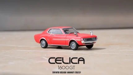 Toyota Celica 1600GT TA22 RHD Red with Stripes 1/64 Diecast Model Car by Inno Models