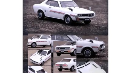 Toyota Celica 1600GT TA22 RHD White with Red Stripes 1/64 Diecast by Inno Models