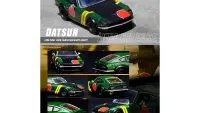 Datsun 240Z Zero Fighter Livery 1/64 Diecast Model Car by Inno Models – Matt Green with Yellow Stripes