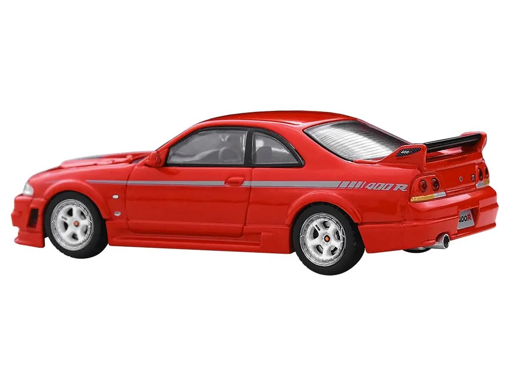 Exclusive 1/64 Nissan Skyline GT-R R33 Nismo 400R Diecast Model – Super Clear Red II with Silver Stripes by Inno Models