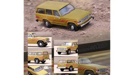 Toyota Land Cruiser FJ60 Olive Green 1/64 Diecast Model by Inno Models - Collectible Car with Stripes