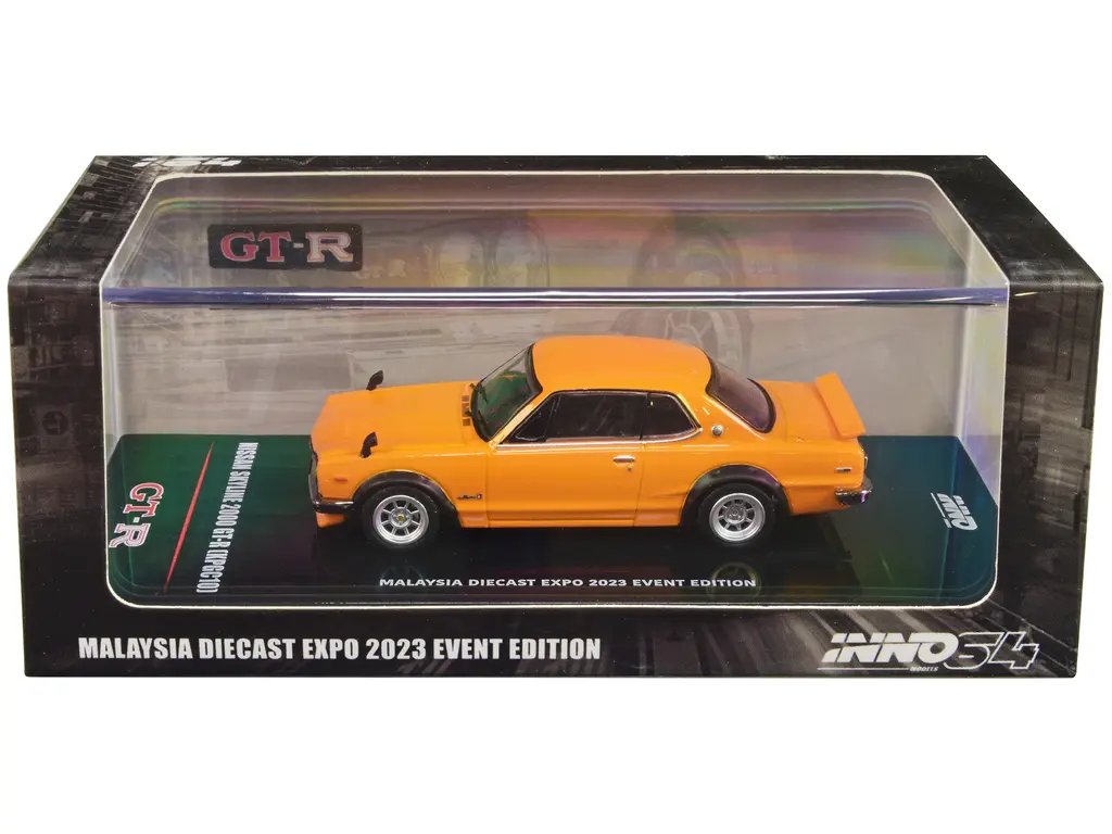 2023 Malaysia Expo Edition: Nissan Skyline 2000 GT-R KPGC10 RHD Orange 1/64 Diecast by Inno Models