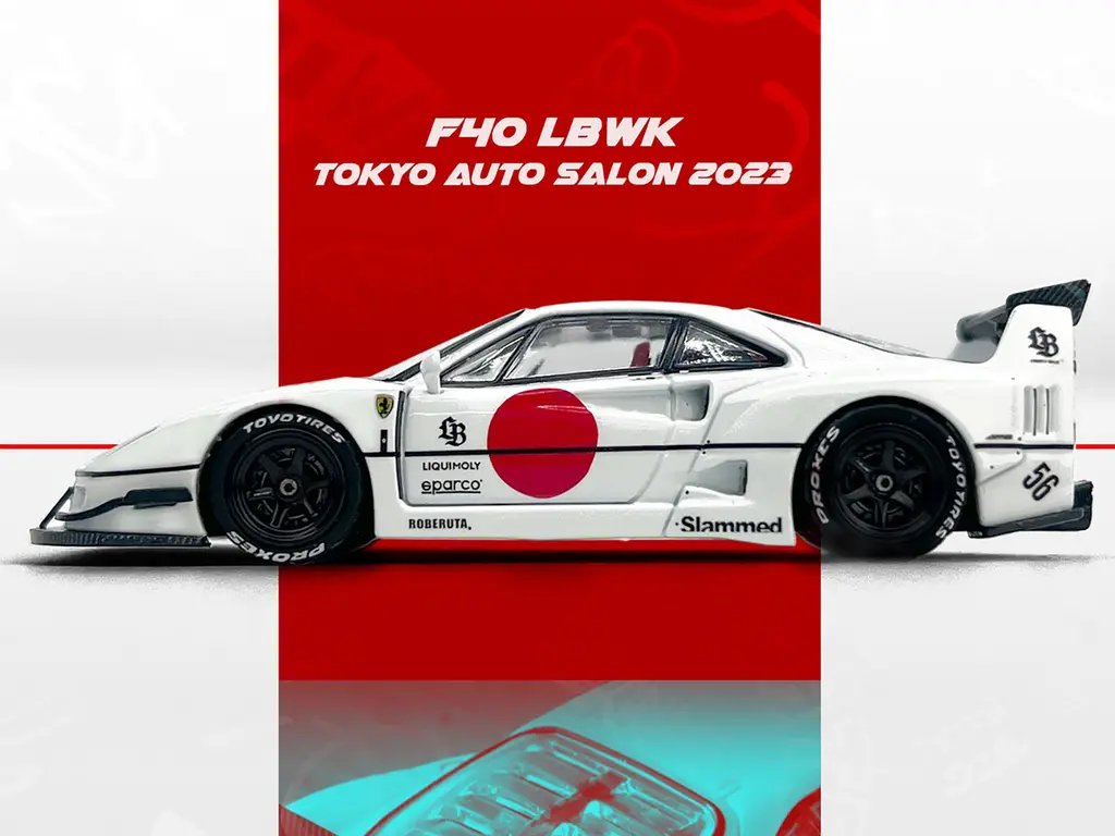 LBWK F40 White with Graphics 1/64 Diecast Model – Tokyo Auto Salon 2023 by Inno Models