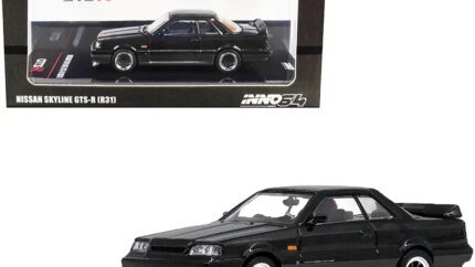 Nissan Skyline GTS-R R31 1/64 Diecast Model Car RHD Black Metallic & Gun Metal Gray by Inno Models