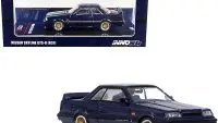 Nissan Skyline GTS-R R31 1/64 Diecast Model - Dark Blue Metallic with Gold Wheels by Inno Models
