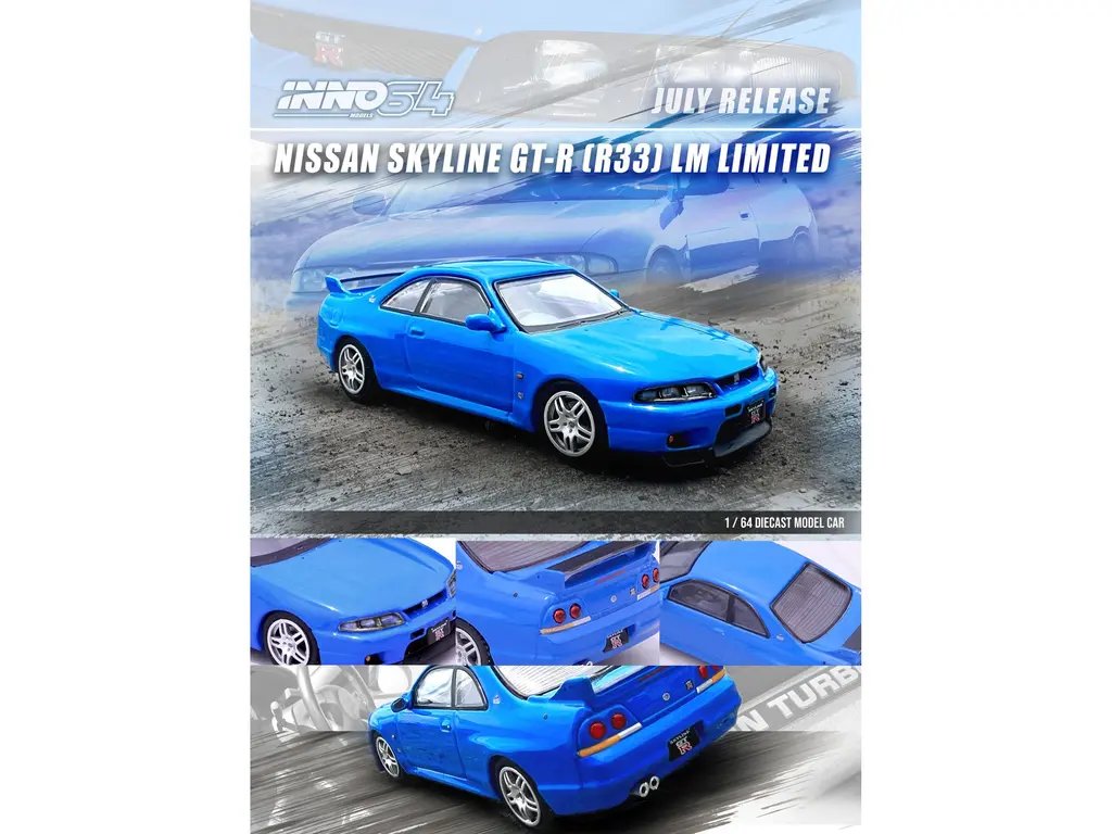 Exclusive Nissan Skyline GT-R R33 LM Limited 1/64 Diecast Model – Inno Models RHD Blue