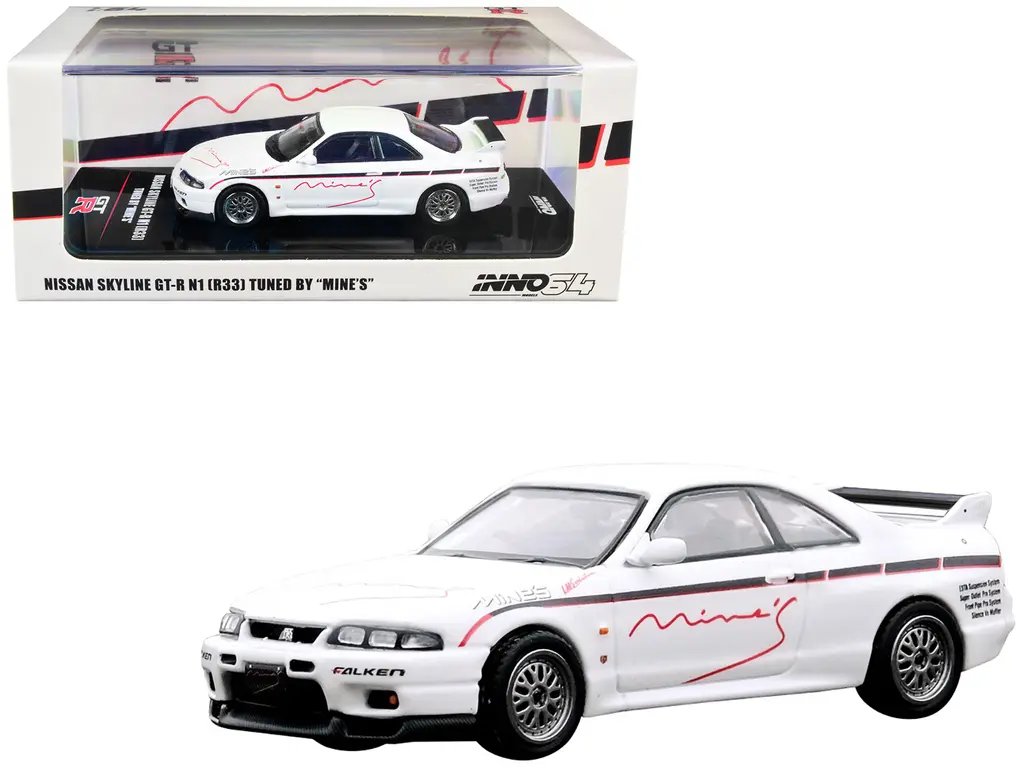 Exclusive 1/64 Nissan Skyline GT-R N1 R33 RHD White Diecast by Inno Models – Tuned by Mine’s