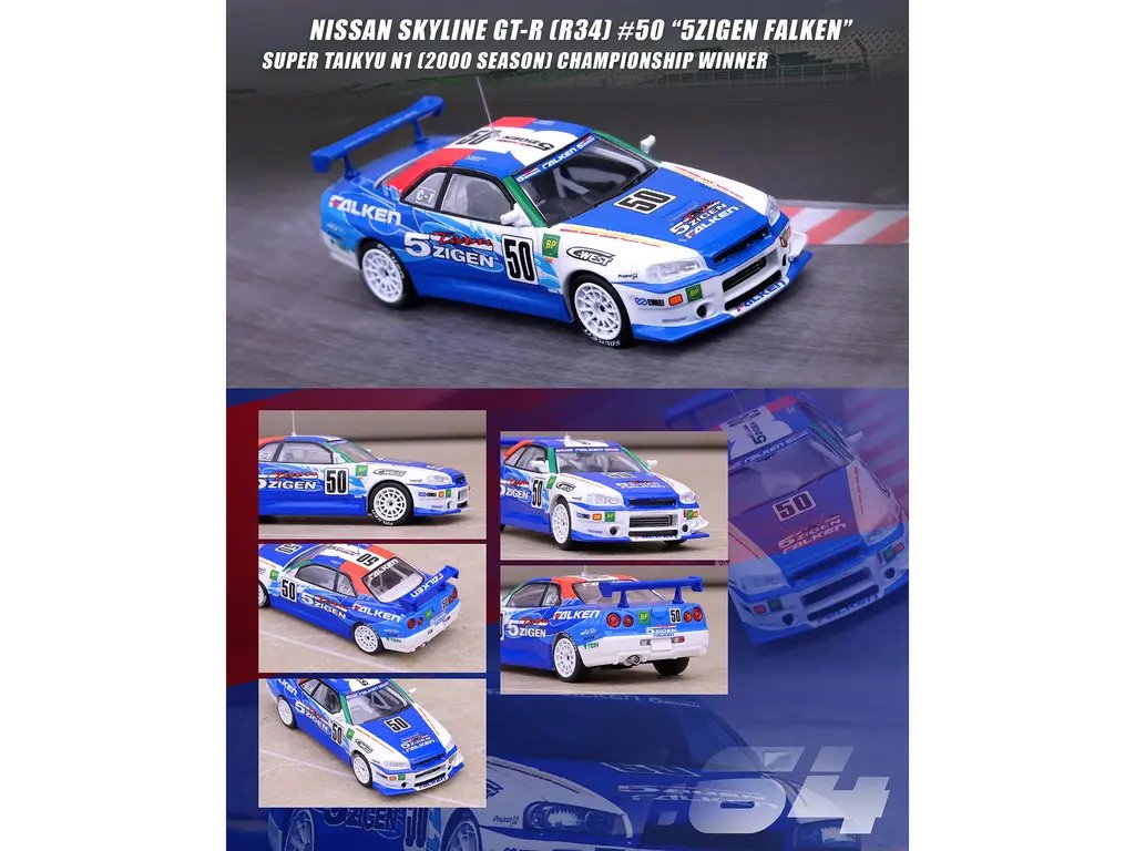 1/64 Nissan Skyline GT-R R34 Diecast – 5Zigen Falken Super N1 Winner by Inno Models
