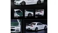 Buy Nissan Skyline GT-R R34 Nismo R-Tune 1/64 Diecast Model - White & Green by Inno Models