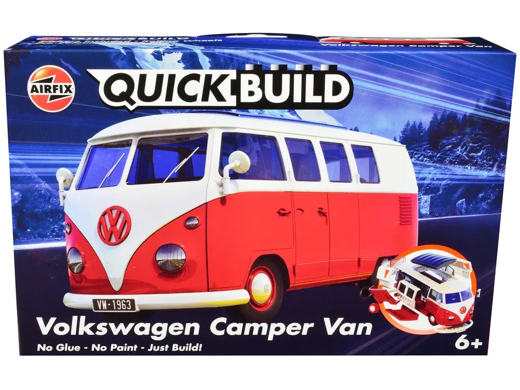 Build Your Own Red Volkswagen Camper Van: Airfix Quickbuild Snap Together Model Kit 2 Build Your Own Red Volkswagen Camper Van: Airfix Quickbuild Snap Together Model Kit - Image 2