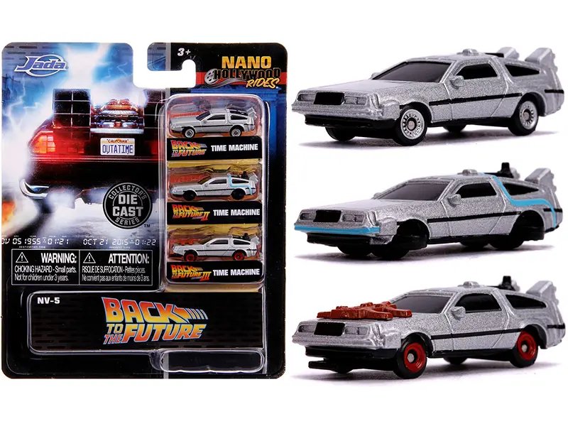 Back to the Future Time Machine Diecast Model Cars Set – Nano Hollywood Rides by Jada