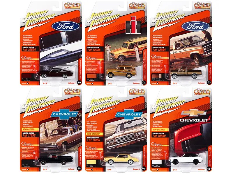2022 Classic Gold Collection Set B – 6 Johnny Lightning 1/64 Diecast Model Cars