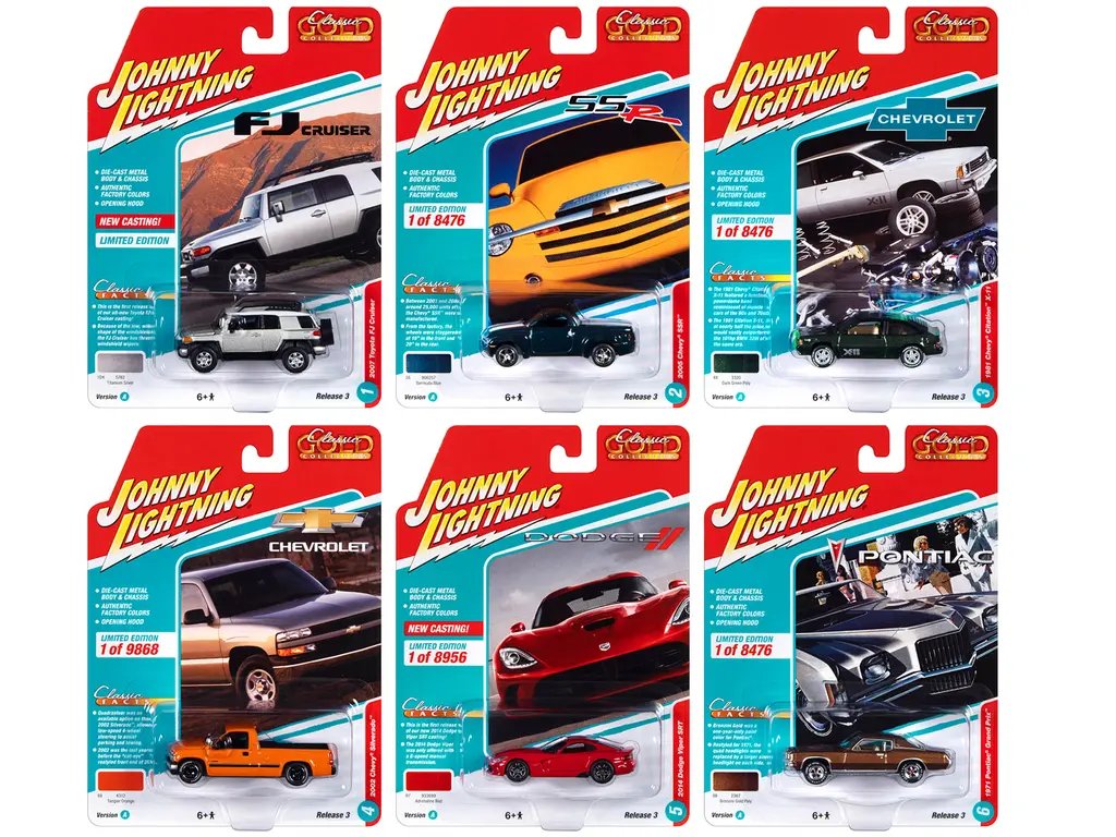 2022 Classic Gold Collection: Set of 6 Johnny Lightning 1/64 Diecast Cars Release 3