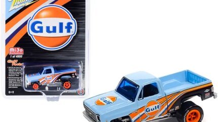 1980 Chevrolet Silverado Pickup Truck "Gulf Oil" Light Blue with Stripes "Zingers!" Series Limited Edition to 4800 pieces Worldwide 1/64 Diecast Model Car by Johnny Lightning