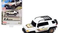 Limited Edition 2007 Toyota FJ Cruiser 1/64 Diecast Model - White with Stripes & Roofrack by Johnny Lightning