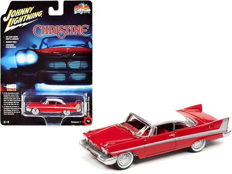 1958 Plymouth Fury “Christine” Red/White 1/64 Diecast Model Car by Johnny Lightning – Pop Culture Series