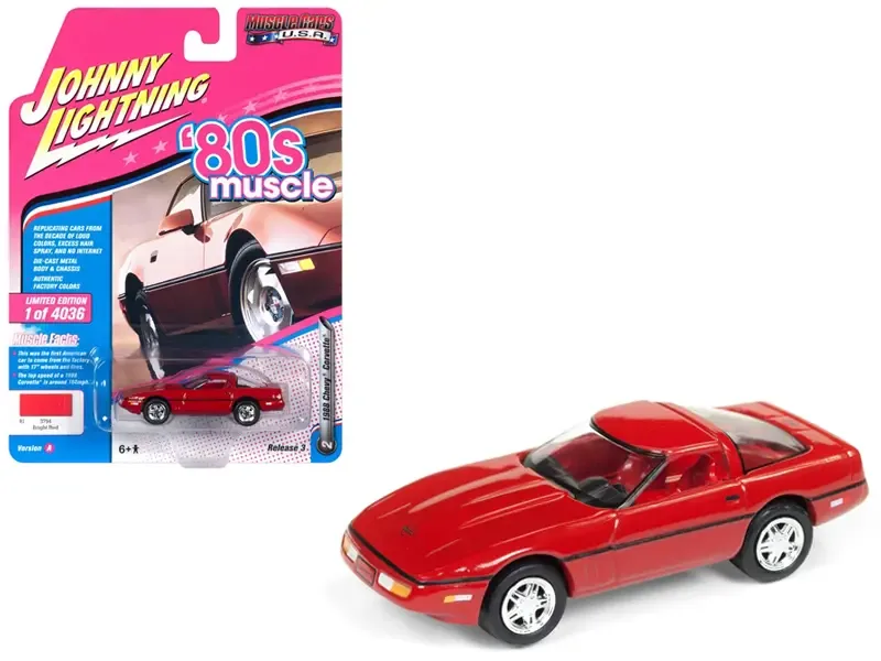 1988 Chevrolet Corvette Bright Red 1/64 Diecast Model – Limited Edition by Johnny Lightning