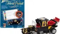 Johnny Lightning 1/64 Barris Koach Diecast: Black & Red, Poker Chip & Trivial Pursuit Card