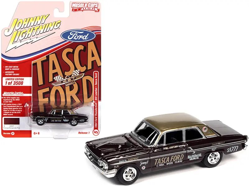 1964 Ford Thunderbolt Tasca Vintage Burgundy Metallic 1/64 Diecast Model – Limited Edition by Johnny Lightning