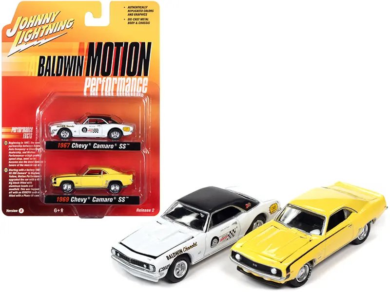 1969 & 1967 Chevrolet Camaro SS Diecast Set 1/64 by Johnny Lightning – Iconic Muscle Cars