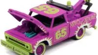 1965 Chevrolet Tow Truck #65 Random Acts of Violets Purple with Graphics "Demolition Derby" "Street Freaks" Series Limited Edition to 15196 pieces Worldwide 1/64 Diecast Model Car by Johnny Lightning