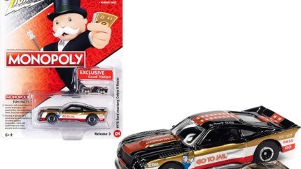 1975 Ford Mustang Cobra II Racer Monopoly Diecast Model Car 1/64 by Johnny Lightning
