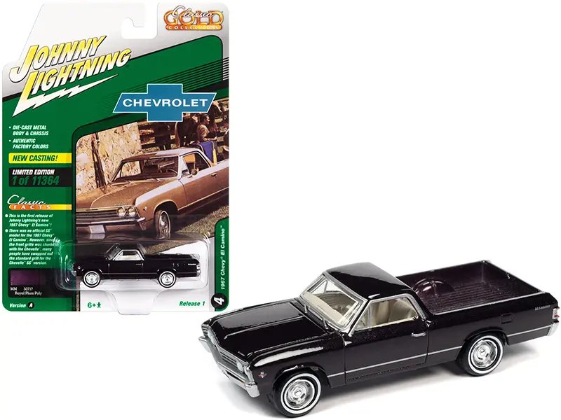 1967 Chevrolet El Camino Royal Plum Metallic 1/64 Diecast Model – Limited Edition by Johnny Lightning