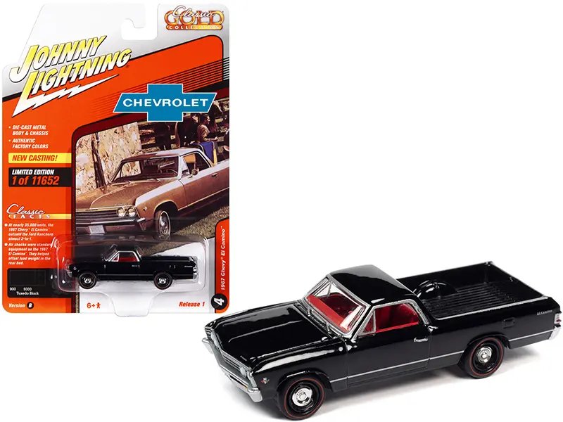 1967 Chevrolet El Camino Tuxedo Black 1/64 Diecast Model – Limited Edition by Johnny Lightning