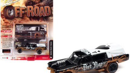 Limited Edition 1/64 Johnny Lightning Haulin’ Hearse Diecast Model - Custom Black Mud Graphics