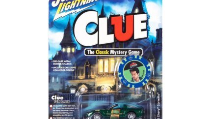 2000 Chevrolet Corvette Convertible Green Metallic Diecast Model with Poker Chip - Johnny Lightning 1/64