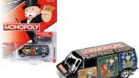 1976 Dodge Van Black "Pennybags Casino - Monopoly" with Dodge Van Monopoly Game Token "Pop Culture" 2022 Release 3 1/64 Diecast Model Car by Johnny Lightning