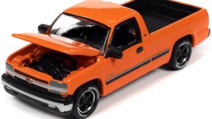 Limited Edition 2002 Chevrolet Silverado Tangier Orange 1/64 Diecast by Johnny Lightning