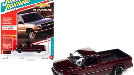 Limited Edition 2002 Chevrolet Silverado 1/64 Diecast Model - Cherry Red Metallic by Johnny Lightning