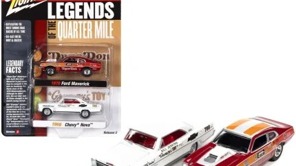 1970 Ford Maverick & 1966 Chevy Nova Diecast Set - Legends of the Quarter Mile by Johnny Lightning