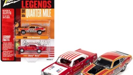 1970 Ford Maverick & 1966 Chevy Nova Diecast Set - Legends of the Quarter Mile by Johnny Lightning