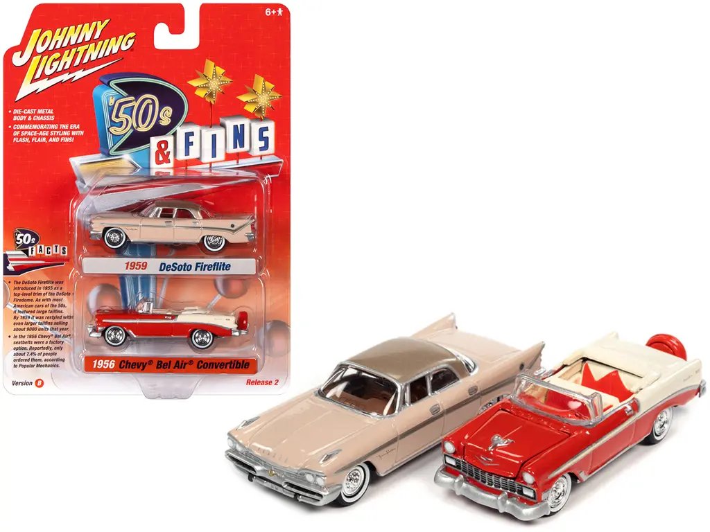 Vintage 1959 Desoto Fireflite & 1956 Chevrolet Bel Air Convertible: Classic ’50s Cars in Iconic Colors