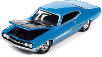 Limited Edition 1971 Ford Torino Cobra Grabber Blue 1/64 Diecast by Johnny Lightning - Muscle Cars USA