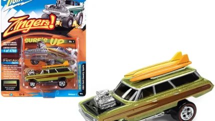 Limited Edition 1964 Ford Country Squire Surfin’ Lime Diecast Model with Surfboard by Johnny Lightning