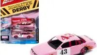 Limited Edition 1997 Ford Crown Victoria #43 Pink Demolition Derby 1/64 Diecast by Johnny Lightning