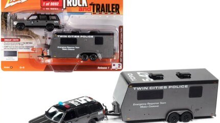 Limited Edition 1997 Chevrolet Tahoe SWAT Diecast Model with Camper Trailer by Johnny Lightning
