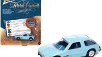 1976 AMC Pacer Light Blue Flames Diecast Model - Johnny Lightning 2023 Trivial Pursuit Pop Culture 1/64
