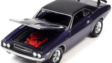 1970 Dodge Challenger R/T Plum Crazy Purple 1/64 Diecast by Johnny Lightning - USPS Pop Culture 2023