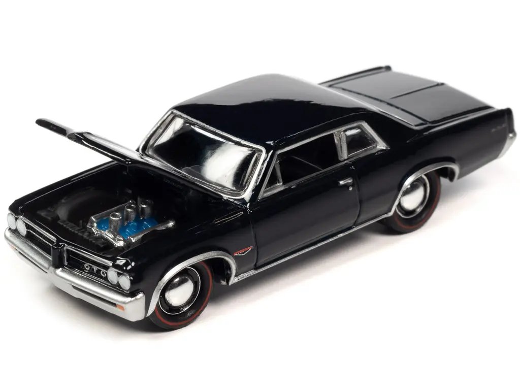 Limited Edition 1964 Pontiac GTO Nocturne Blue Metallic 1/64 Diecast Model by Johnny Lightning – 2023 Series