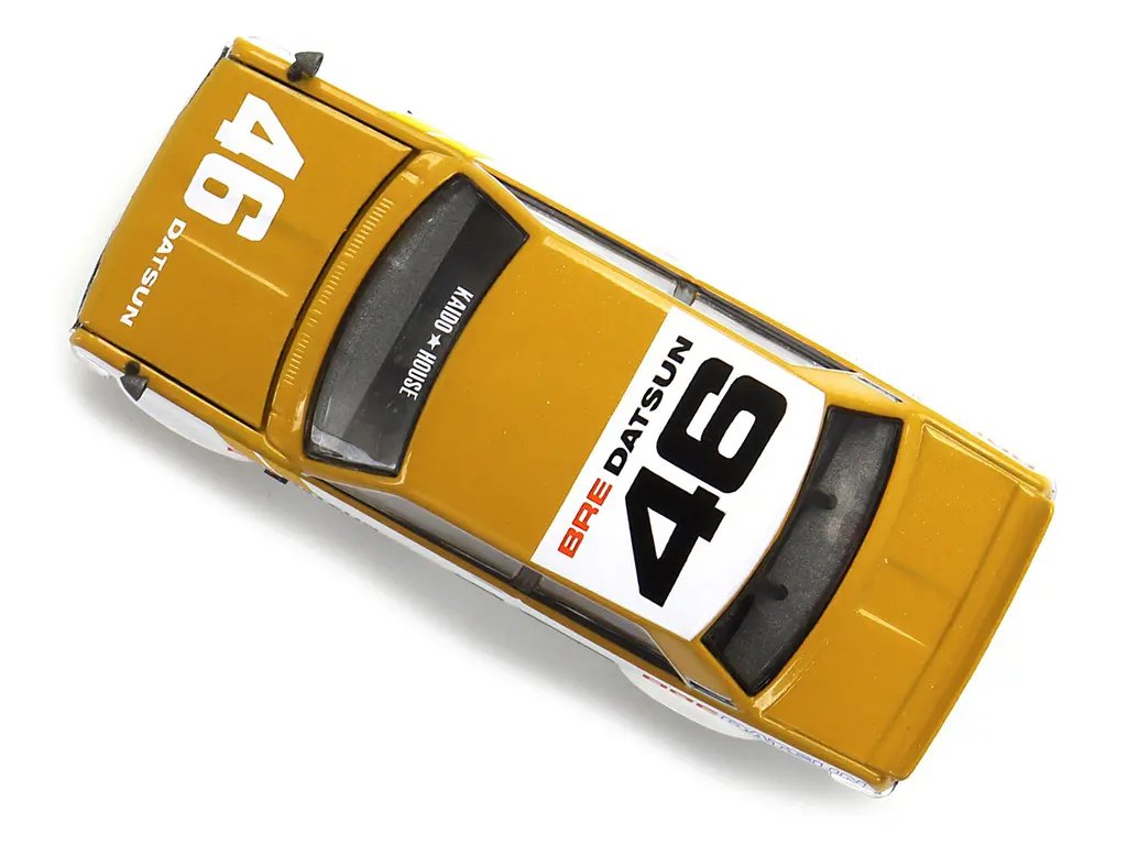 Exclusive Datsun 510 BRE510 V3 RHD #46 Gold & White 1/64 Diecast by Kaido House 2 Exclusive Datsun 510 BRE510 V3 RHD #46 Gold & White 1/64 Diecast by Kaido House - Image 2